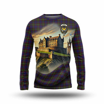 Durie Tartan Family Crest Long Sleeve T-Shirt with Scottish Ancient Castle Style Unisex - Tartan Vibes Clothing