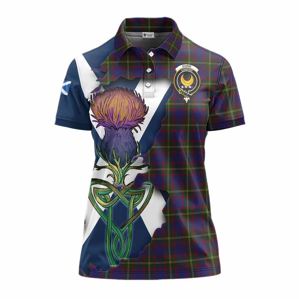 Durie Tartan Family Crest Women's Polo Shirt Scottish Thistle Celtic Inspired Women - Tartan Vibes Clothing