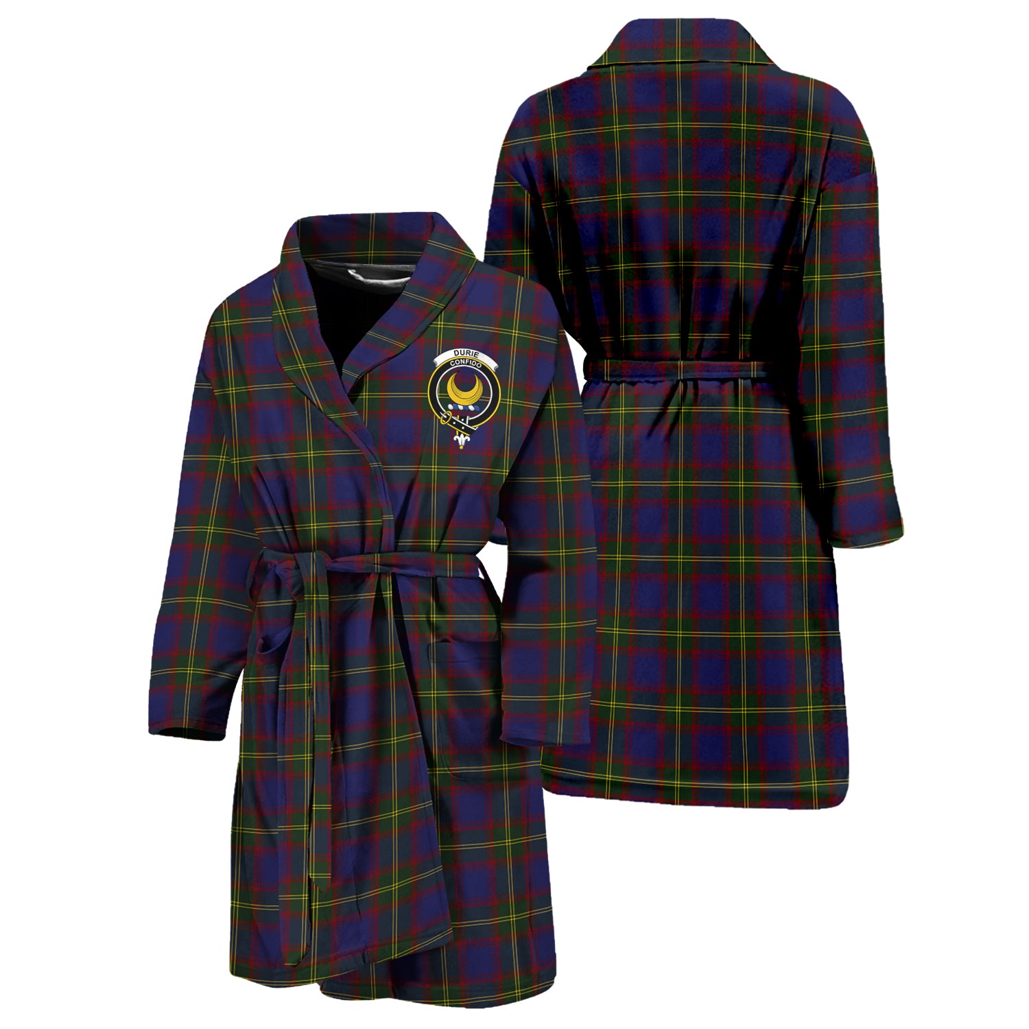 Durie Tartan Bathrobe with Family Crest Unisex S - Tartan Vibes Clothing