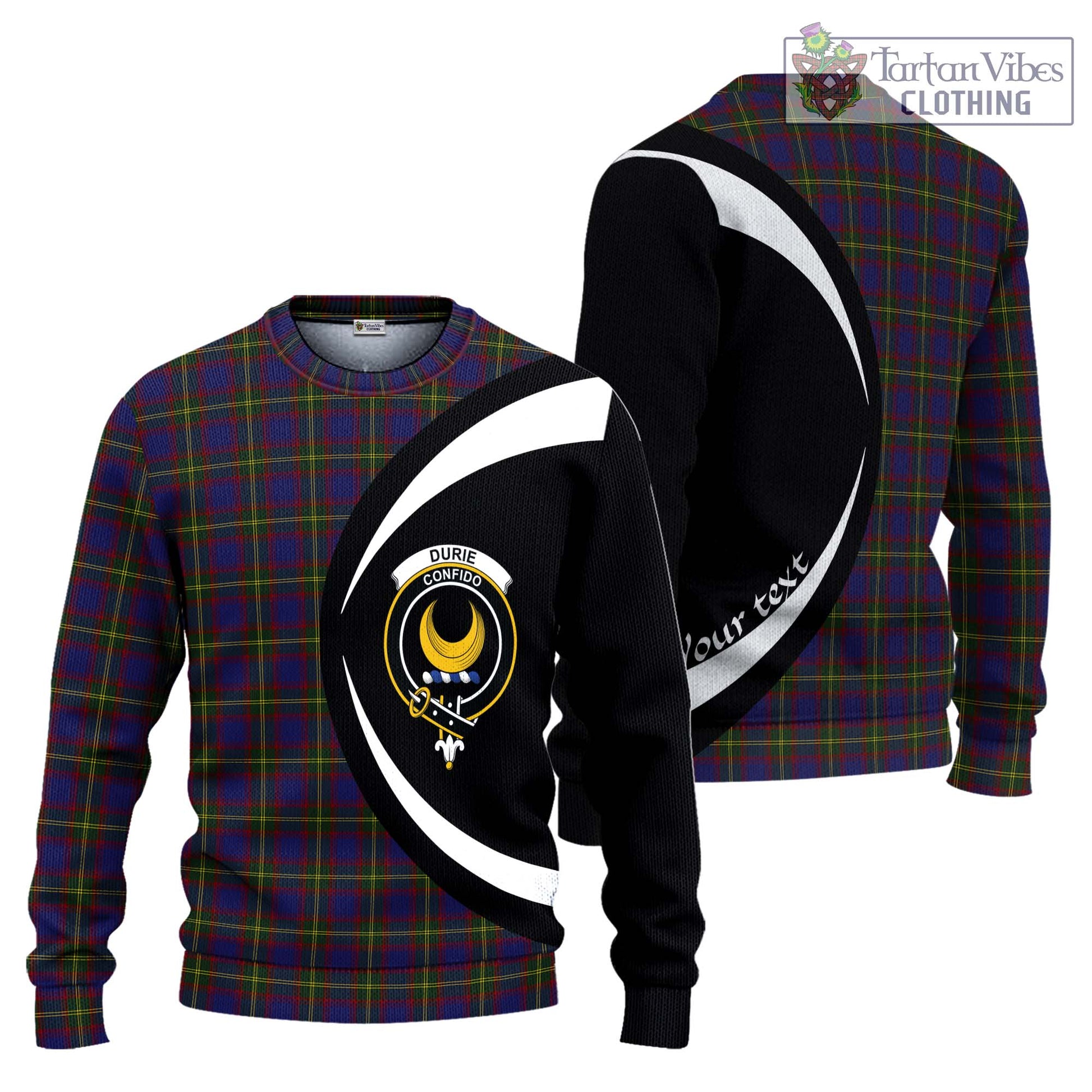 Durie Tartan Ugly Sweater with Family Crest Circle Style Unisex - Tartan Vibes Clothing