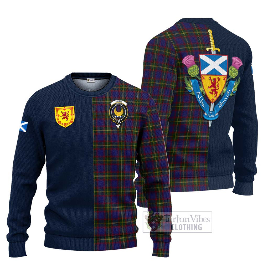 Durie Tartan Ugly Sweater Alba with Scottish Lion Royal Arm Half Style Unisex - Tartan Vibes Clothing