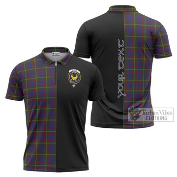 Durie Tartan Zipper Polo Shirt with Family Crest and Half Of Me Style