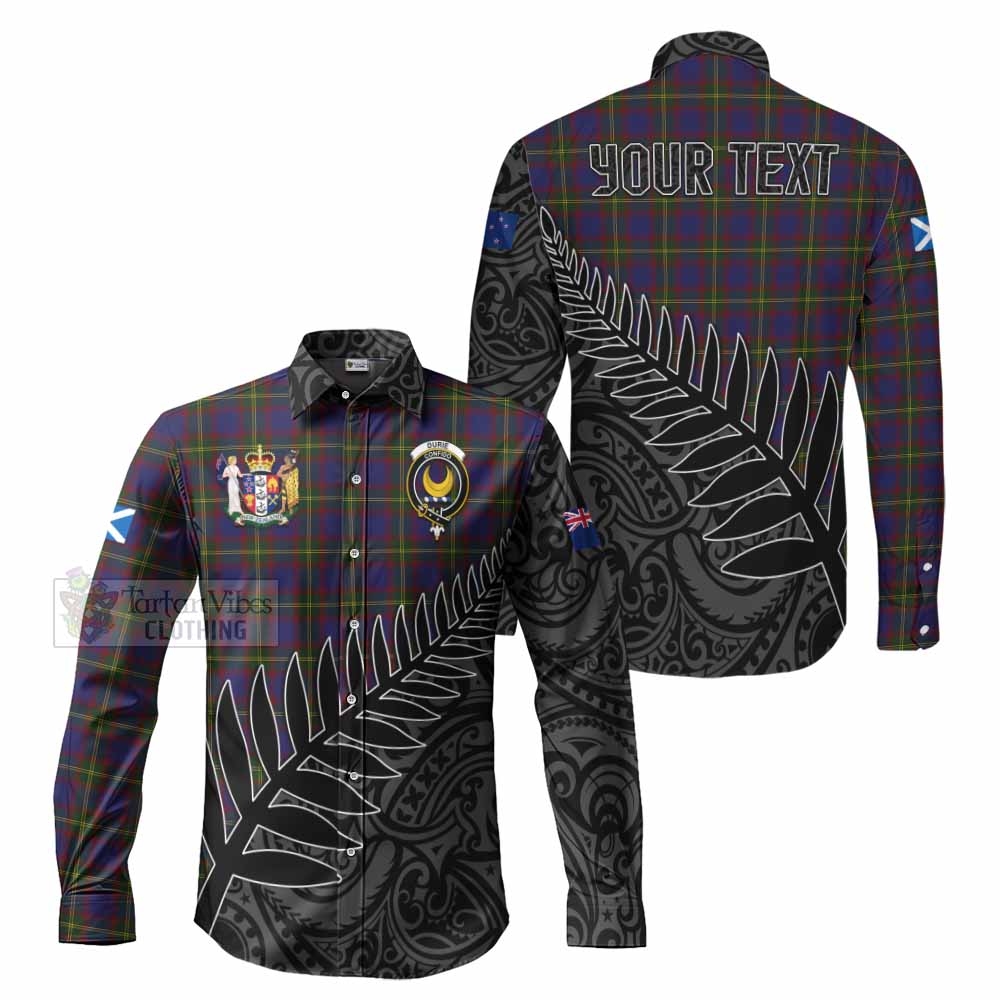 Durie Crest Tartan Long Sleeve Button Shirt with New Zealand Silver Fern Half Style Men's Shirt S - Tartan Vibes Clothing