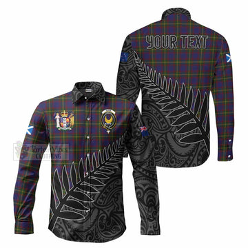 Durie Crest Tartan Long Sleeve Button Shirt with New Zealand Silver Fern Half Style Men's Shirt S - Tartan Vibes Clothing