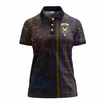 Tartan Vibes Clothing Durie Tartan Family Crest Women's Polo Shirt Alba Gu Brath Be Brave Lion Ancient Style