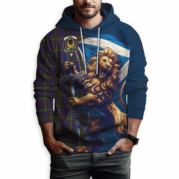 Durie Tartan Family Crest Hoodie with Scottish Majestic Lion Zip Hoodie - Tartan Vibes Clothing
