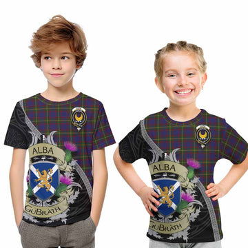 Durie Tartan Family Crest Kid T-Shirt Lion Rampant Royal Thistle Shield Celtic Inspired Youth XL Size14 - Tartan Vibes Clothing