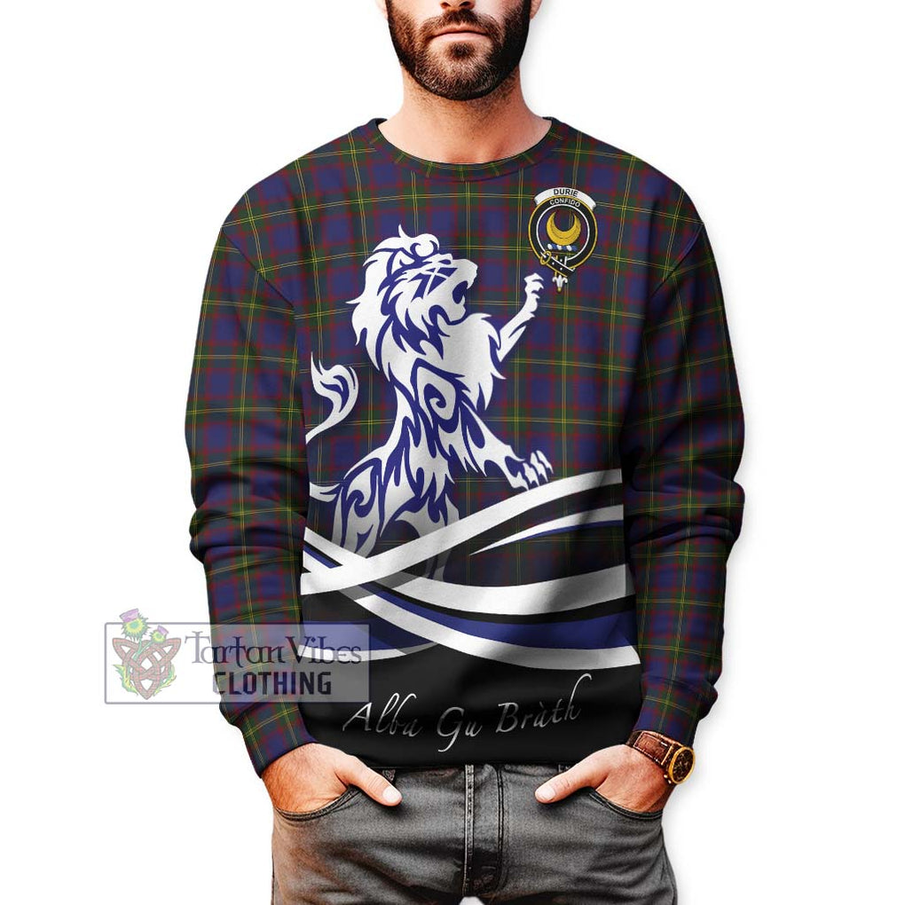 Durie Tartan Sweatshirt with Alba Gu Brath Regal Lion Emblem Unisex - Tartan Vibes Clothing