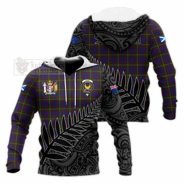 Durie Crest Tartan Knitted Hoodie with New Zealand Silver Fern Half Style Unisex Knitted Pullover Hoodie - Tartan Vibes Clothing