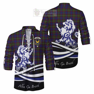 Durie Tartan Ghillie Kilt Shirt with Alba Gu Brath Regal Lion Emblem Men - Tartan Vibes Clothing