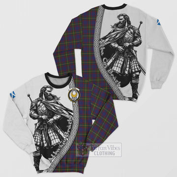Durie Tartan Clan Crest Sweatshirt with Highlander Warrior Celtic Style Unisex - Tartan Vibes Clothing