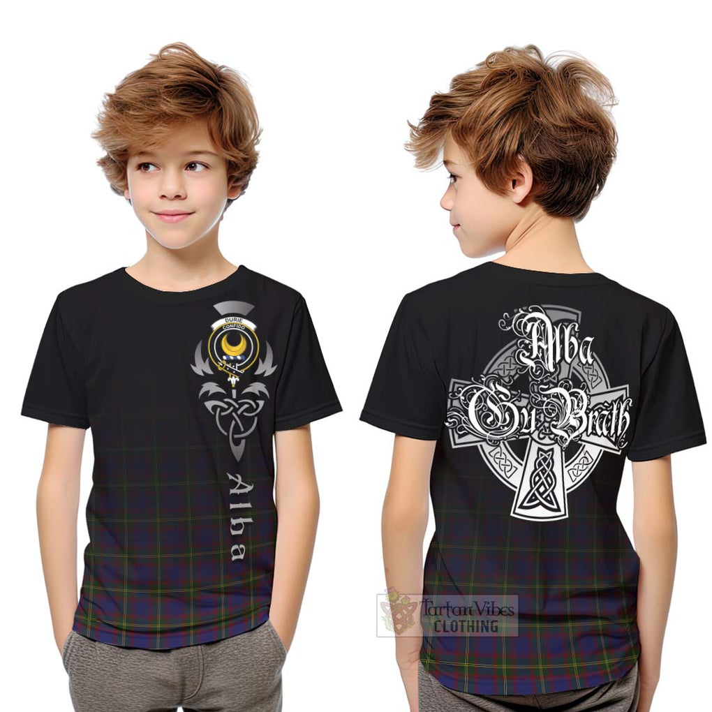Durie Tartan Kid T-Shirt Featuring Alba Gu Brath Family Crest Celtic Inspired Youth XL Size14 - Tartan Vibes Clothing