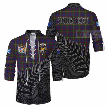 Durie Crest Tartan Ghillie Kilt Shirt with New Zealand Silver Fern Half Style Men - Tartan Vibes Clothing