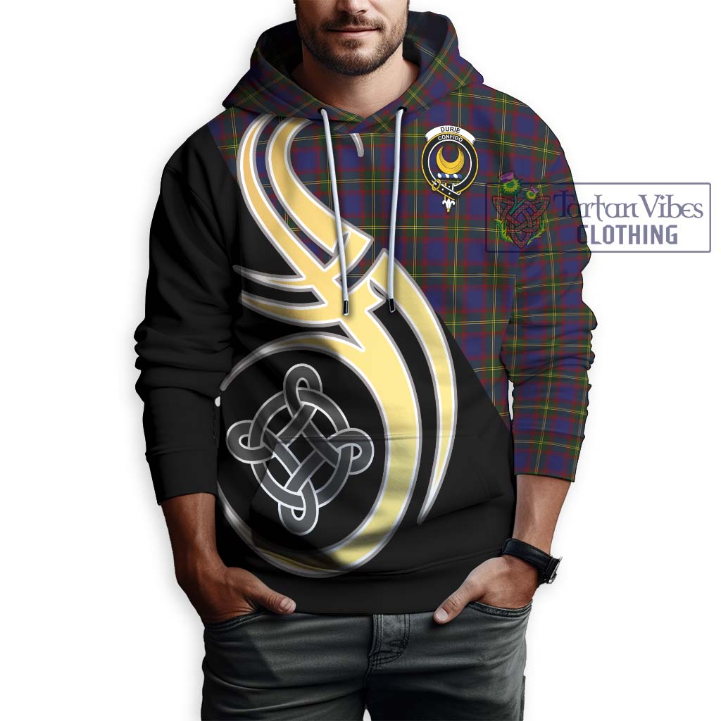 Durie Tartan Hoodie with Family Crest and Celtic Symbol Style Zip Hoodie - Tartan Vibes Clothing