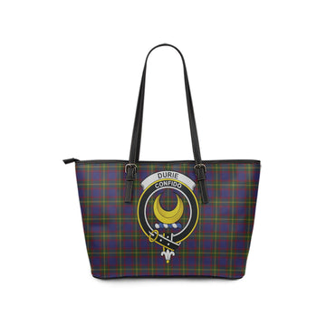 Durie Tartan Leather Tote Bag with Family Crest - Tartan Vibes Clothing