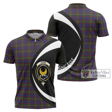 Durie Tartan Zipper Polo Shirt with Family Crest Circle Style