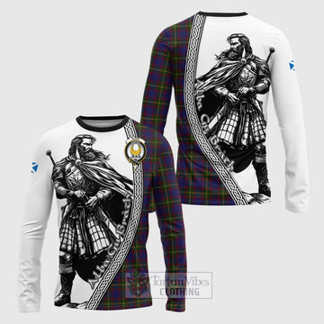 Durie Tartan Clan Crest Long Sleeve T-Shirt with Highlander Warrior Celtic Style Unisex - Tartan Vibes Clothing