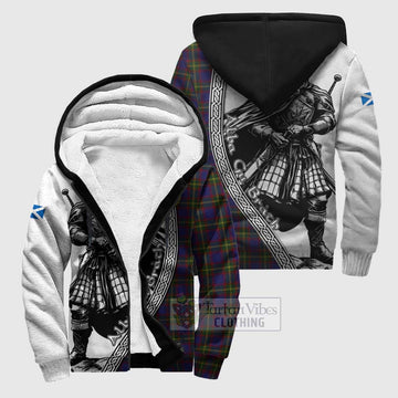 Durie Tartan Clan Crest Sherpa Hoodie with Highlander Warrior Celtic Style Unisex S - Tartan Vibes Clothing