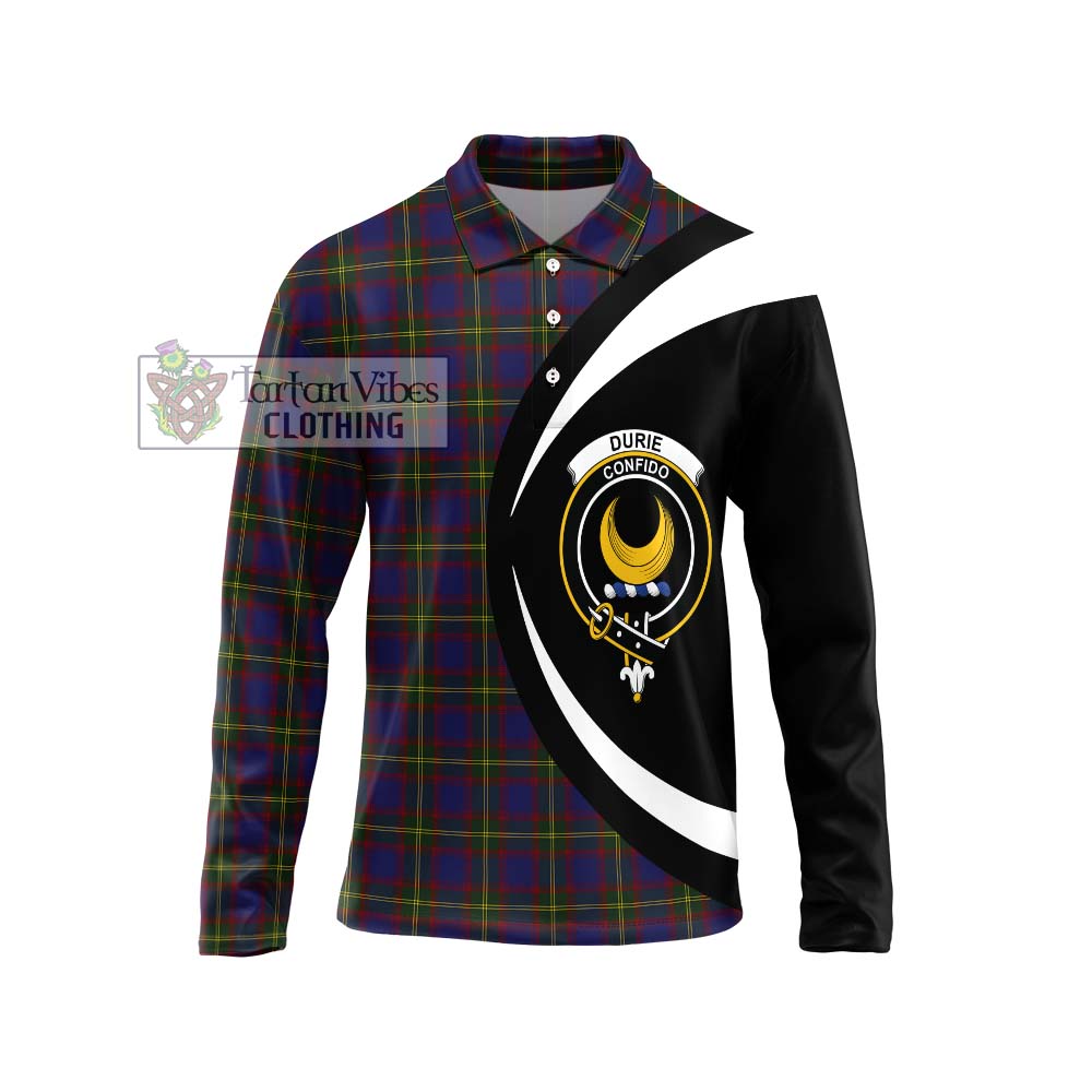 Durie Tartan Long Sleeve Polo Shirt with Family Crest Circle Style Unisex - Tartan Vibes Clothing