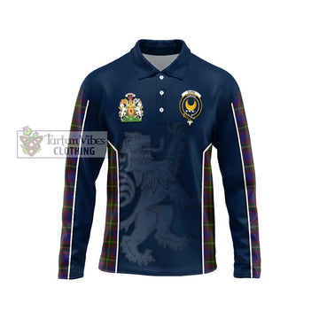 Durie Tartan Long Sleeve Polo Shirt with Family Crest and Lion Rampant Vibes Sport Style Unisex - Tartan Vibes Clothing