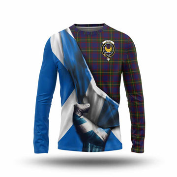 Durie Tartan Long Sleeve T-Shirt with Family Crest Scotland Patriotic Style Unisex - Tartan Vibes Clothing