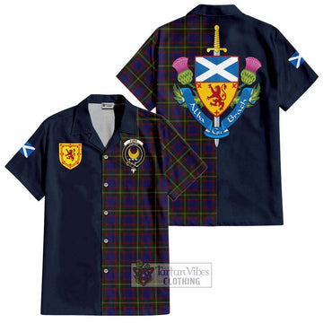 Durie Tartan Hawaiian Shirt Alba with Scottish Lion Royal Arm Half Style Kid - Tartan Vibes Clothing
