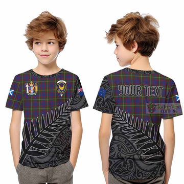 Durie Crest Tartan Kid T-Shirt with New Zealand Silver Fern Half Style Youth XL Size14 - Tartan Vibes Clothing