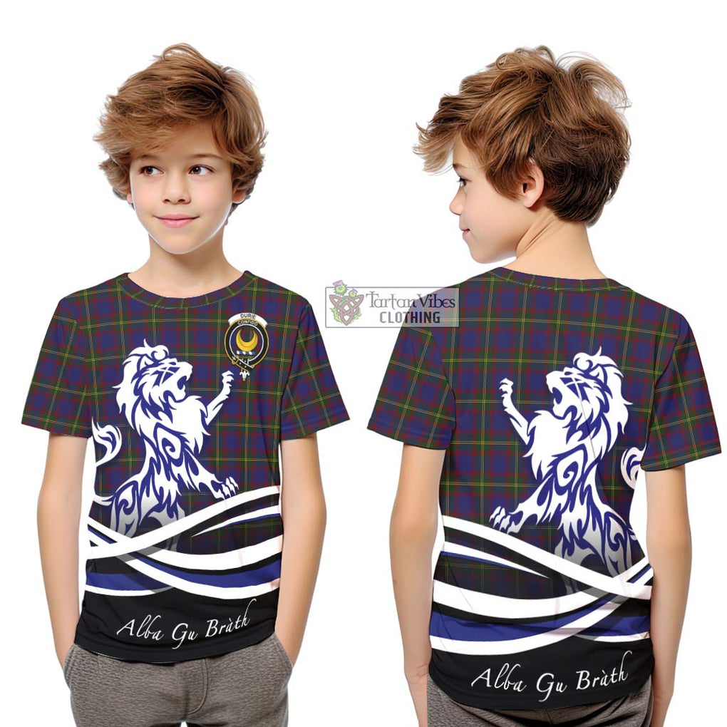 Durie Tartan Kid T-Shirt with Alba Gu Brath Regal Lion Emblem Youth XL Size14 - Tartan Vibes Clothing