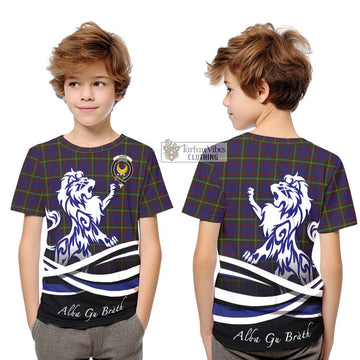 Durie Tartan Kid T-Shirt with Alba Gu Brath Regal Lion Emblem Youth XL Size14 - Tartan Vibes Clothing