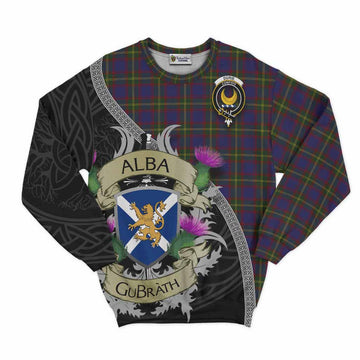 Durie Tartan Family Crest Sweatshirt Lion Rampant Royal Thistle Shield Celtic Inspired Unisex - Tartan Vibes Clothing