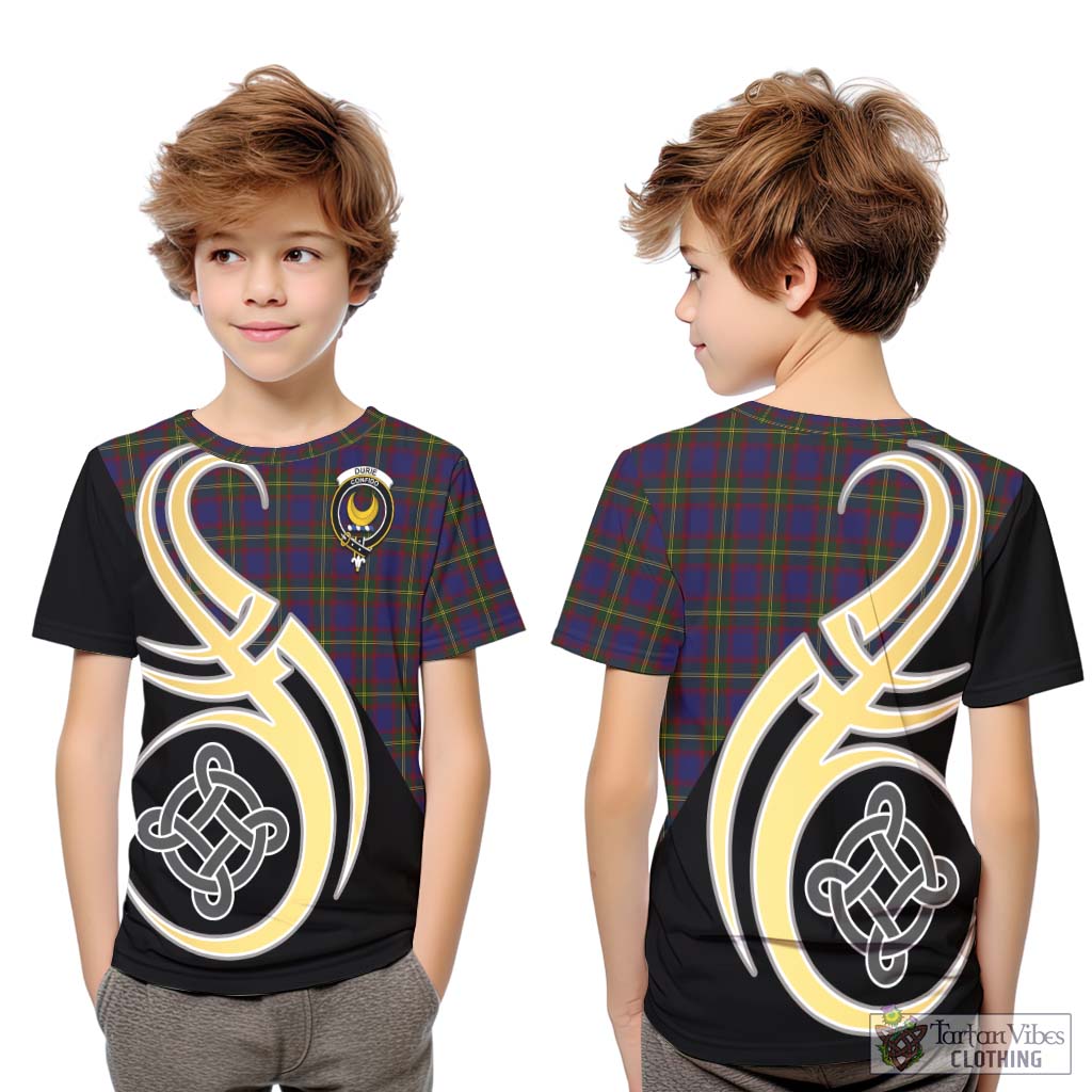 Durie Tartan Kid T-Shirt with Family Crest and Celtic Symbol Style Youth XL Size14 - Tartan Vibes Clothing