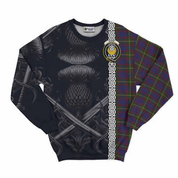Durie Tartan Sweatshirt with Family Crest Cross Sword Thistle Celtic Vibes Unisex - Tartan Vibes Clothing