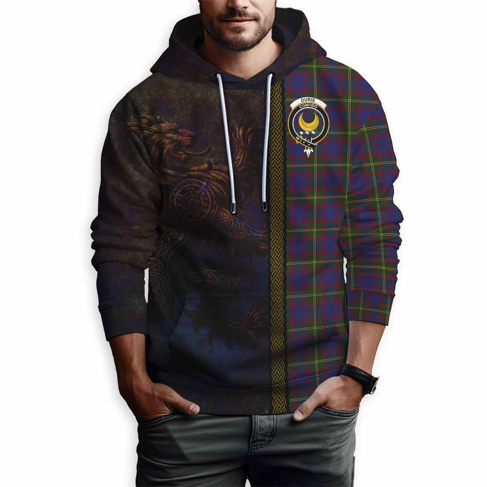 Tartan Vibes Clothing Durie Tartan Family Crest Hoodie Alba Gu Brath Be Brave Lion Ancient Style