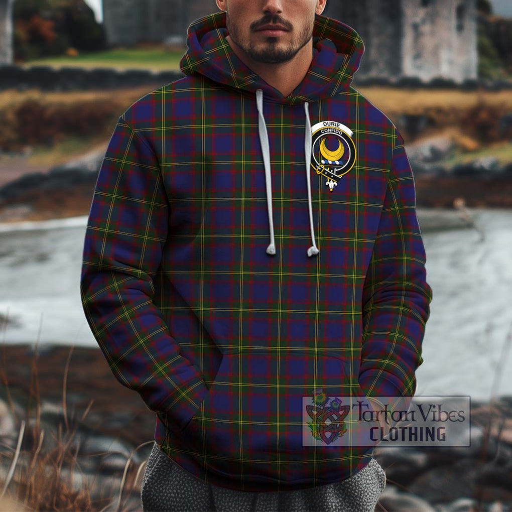 Durie Tartan Cotton Hoodie with Family Crest Zip Hoodie - Tartan Vibes Clothing
