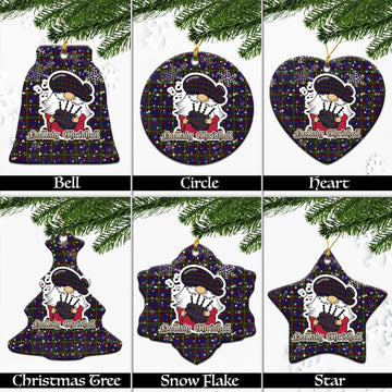 Durie Tartan Christmas Ceramic Ornaments with Scottish Gnome Playing Bagpipes Ceramic - Tartan Vibes Clothing