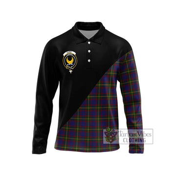 Durie Tartan Long Sleeve Polo Shirt with Family Crest and Military Logo Style Unisex - Tartan Vibes Clothing