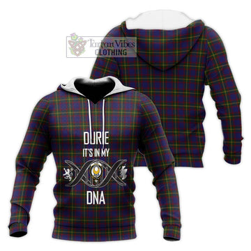 Durie Tartan Knitted Hoodie with Family Crest DNA In Me Style Unisex Knitted Pullover Hoodie - Tartan Vibes Clothing