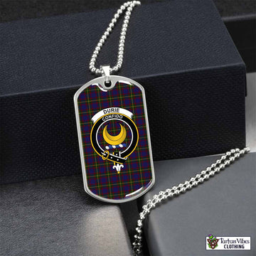 Durie Tartan Dog Tag Necklace with Family Crest Silver No - Tartan Vibes Clothing