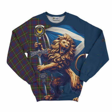 Durie Tartan Family Crest Sweatshirt with Scottish Majestic Lion Unisex - Tartan Vibes Clothing