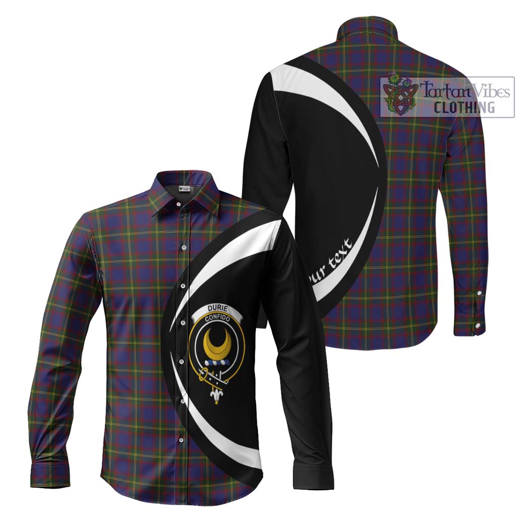 Durie Tartan Long Sleeve Button Up with Family Crest Circle Style Men's Shirt S - Tartan Vibes Clothing