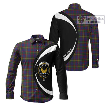 Durie Tartan Long Sleeve Button Up with Family Crest Circle Style Men's Shirt S - Tartan Vibes Clothing