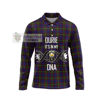 Durie Tartan Long Sleeve Polo Shirt with Family Crest DNA In Me Style Unisex - Tartan Vibes Clothing