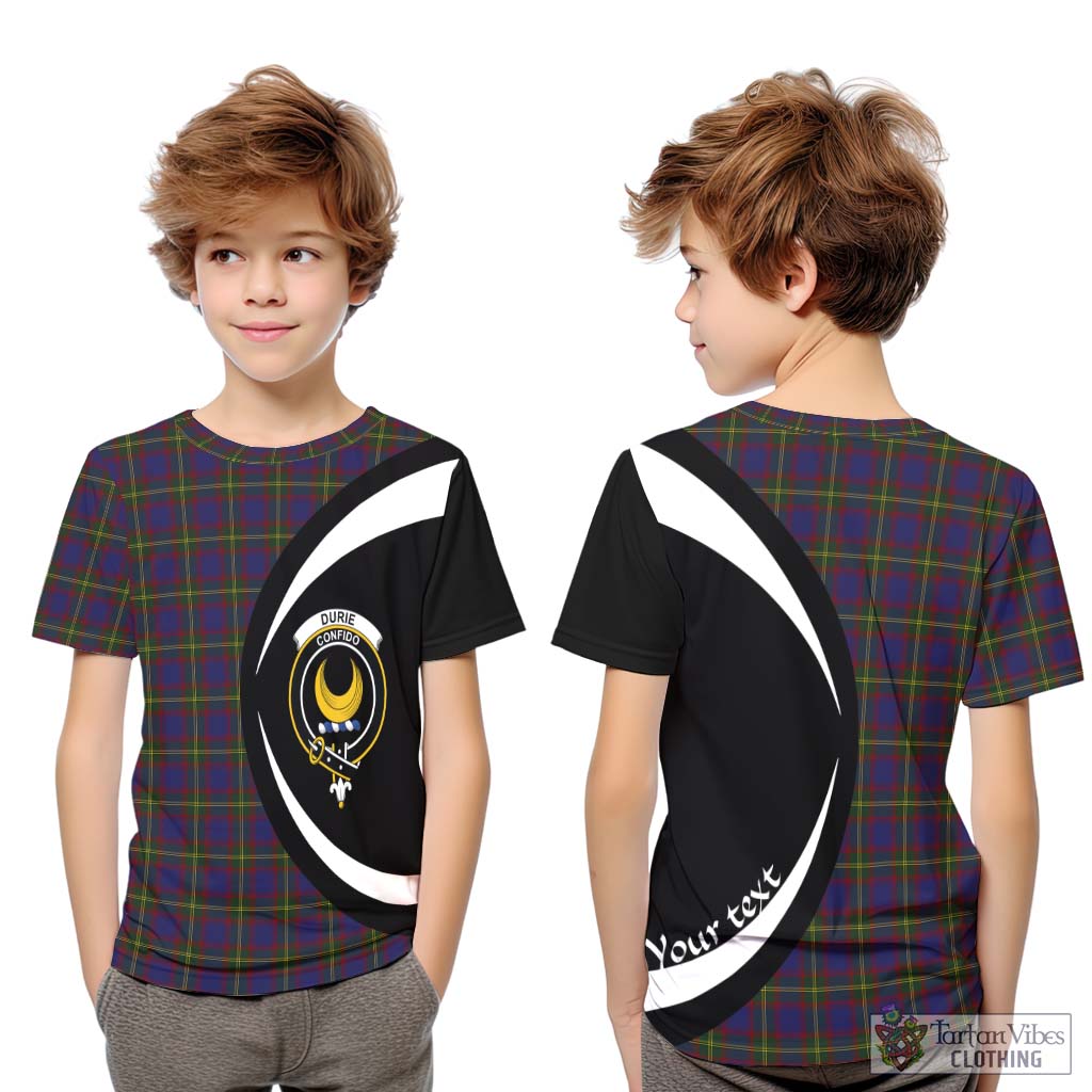 Durie Tartan Kid T-Shirt with Family Crest Circle Style Youth XL Size14 - Tartan Vibes Clothing