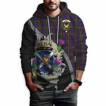 Durie Tartan Family Crest Hoodie Lion Rampant Royal Thistle Shield Celtic Inspired Pullover Hoodie - Tartan Vibes Clothing