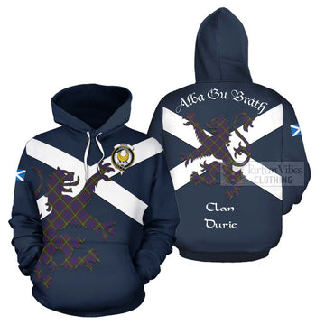 Durie Tartan Lion Rampant Hoodie Proudly Display Your Heritage with Alba Gu Brath and Clan Name Zip Hoodie - Tartan Vibes Clothing
