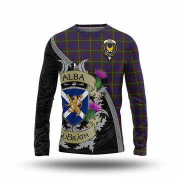 Durie Tartan Family Crest Long Sleeve T-Shirt Lion Rampant Royal Thistle Shield Celtic Inspired Unisex - Tartan Vibes Clothing