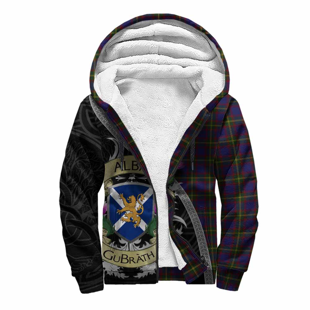 Tartan Vibes Clothing Durie Tartan Family Crest Sherpa Hoodie Lion Rampant Royal Thistle Shield Celtic Inspired