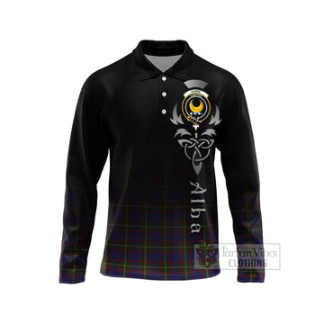Durie Tartan Long Sleeve Polo Shirt Featuring Alba Gu Brath Family Crest Celtic Inspired Unisex - Tartan Vibes Clothing