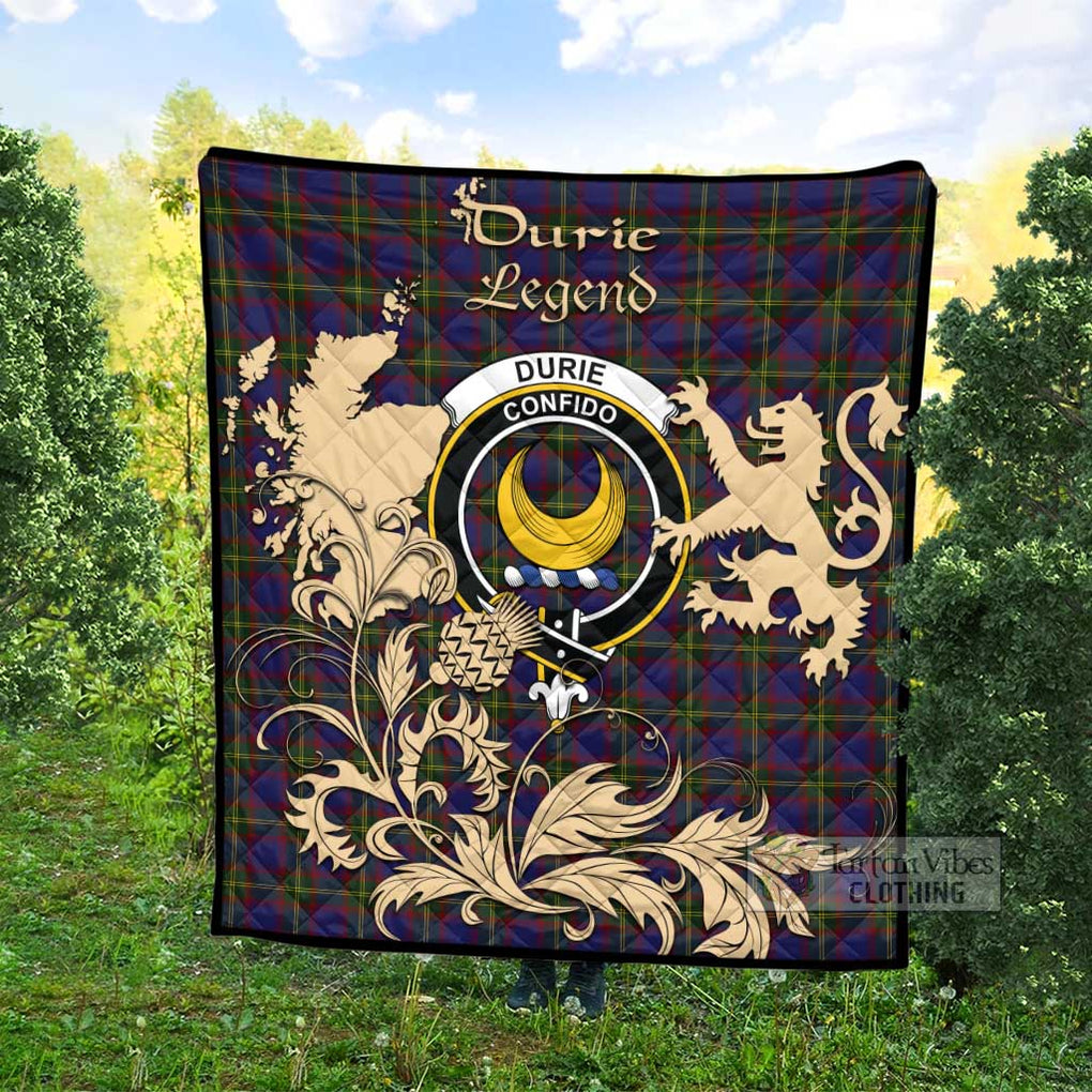 Tartan Vibes Clothing Durie Tartan Quilt with Family Crest and Scottish Symbol Style