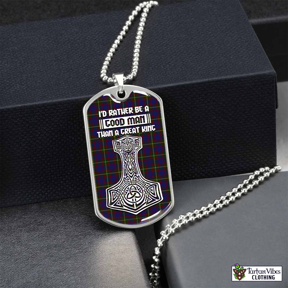 Durie Tartan Dog Tag Necklace Viking Mjolnir Style Silver No - Tartan Vibes Clothing